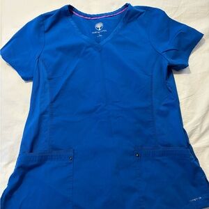Healing Hands Women's Blue Short Sleeve Scrub Top